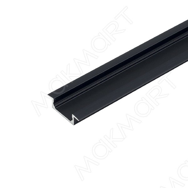 HW.012.2206.3000.PR.BLACK Профиль 2206 для LED подсветки врезной, L=3000 мм, отделка алюминий черный - фото - 1